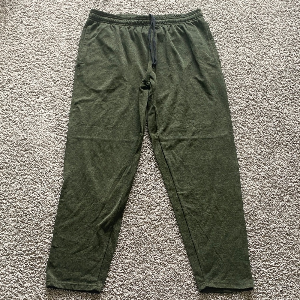 Men's Olive Green Fleece Joggers with Drawstring Waist